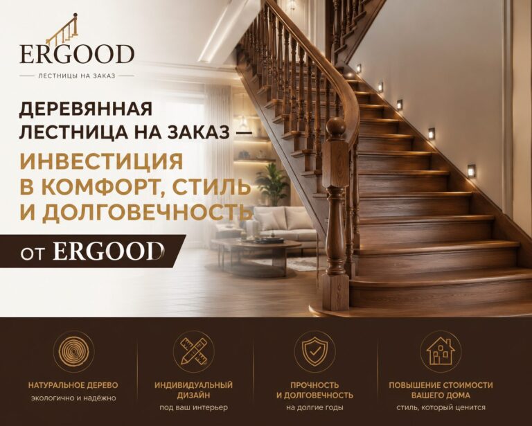 Деревянная лестница на заказ — инвестиция в комфорт, стиль и долговечность от ERGOOD